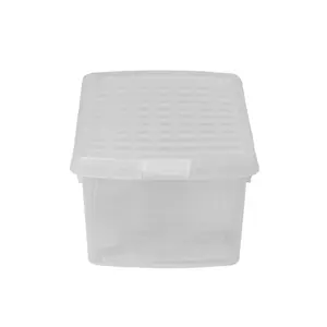 Wham Clip 3x 10.5L Rectangular Plastic Storage Boxes with Secure Clip Lock Lids. L:39 x W:24 x H:15.5cm Clear/Clear/Clear