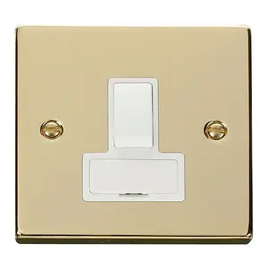 Polished Brass 13A Fused Connection Unit Switched - White Trim - SE Home