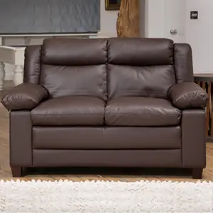 Standish 156cm Wide Brown 2 Seat Bonded Leather Sofa with Removable Arm Cushions and Back Rests