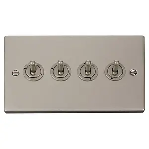 Pearl Nickel 4 Gang 2 Way 10AX Toggle Light Switch - SE Home