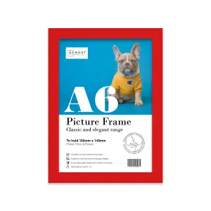 A6 Red Picture Frame Fits A6 (10.5 x 14.8cm - 4.1 x 5.8in) Poster, Photo, Artwork, or Print.