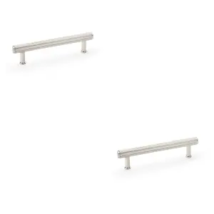 2 PACK - Reeded T Bar Pull Handle - Polished Nickel 128mm Centre SOLID BRASS Drawer Lined