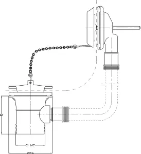 Round Bath Waste with Overflow, Brass Plug & Ball Chain for Baths up to 20mm Thick - Chrome