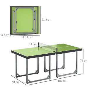 HOMCOM Tennis Table Ping Pong Foldable with Net Game Steel 182cm Indoor, Green