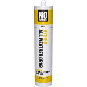 No Nonsense Hybrid Water resistant Solvent-free White Grab adhesive 290ml 0.49kg