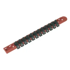 Sealey Socket Retaining Rail With 12 Clips 1/4" Drive Professional AK1412