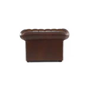 Chesterfield Low Back Club ArmChair Antique Brown Real Leather In Classic Style