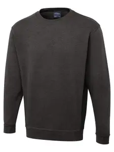 Uneek - Unisex Two Tone Crew New Sweatshirt/Jumper - 60% Cotton 40% Polyester - Charcoal/Black - Size M