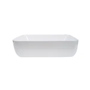 Top Ceramics White Curved Rectangular Counter Top Basin in High Gloss 510 x 400 x 130mm