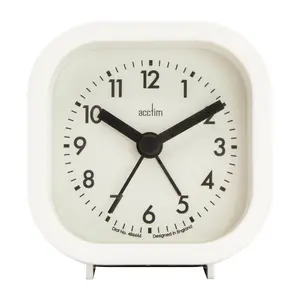 Analogue Quartz Movement / Crystal Alarm Tabletop Clock White