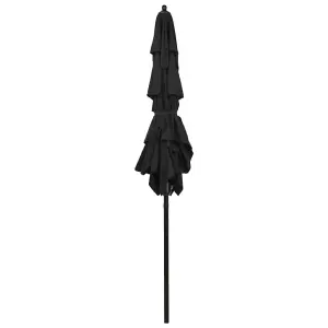 Berkfield 3-Tier Parasol with Aluminium Pole Black 2x2 m