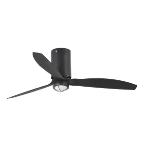 Luminosa Mini-Tube LED Matt Black Ceiling Fan with DC Motor Smart - Remote Included, 3000K