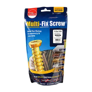 Timco - Concrete Screws - TX - Flat Countersunk - Yellow (Size 7.5 x 70 - 75 Pieces)