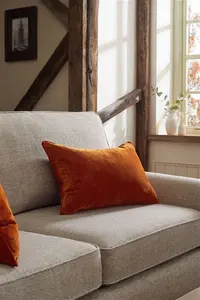 Next Burnt Orange 40 X 59cm Soft Velour Cushion - Burnt Orange