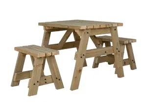 Victoria Space Saving Picnic Table Benches Set (4ft, Natural finish)