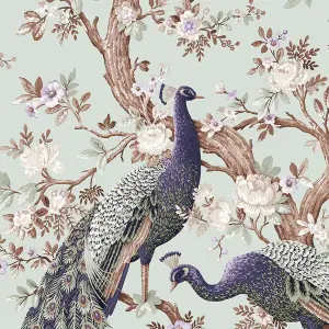 Laura Ashley Belvedere Duck egg Peacock Smooth Wallpaper