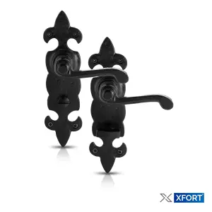 XFORT Antique Fleur De Lys Bathroom Handle, Internal Door Handles Sets