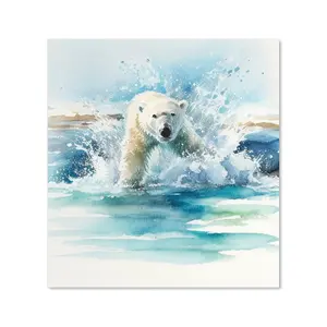 Hunting Polar Bear Watercolour Premium Glass Kitchen Splashback W700mm x H750mm