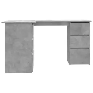 Berkfield Corner Desk Concrete Grey 145x100x76 cm Engineered Wood