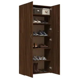 Berkfield Shoe Cabinet Brown Oak 80x35.5x180 cm Engineered Wood