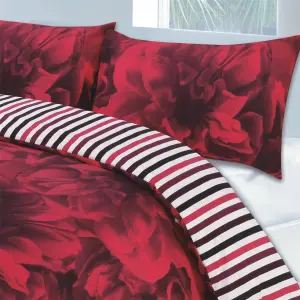 Roses Red Duvet Cover Set, Size Double