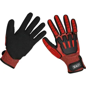 PAIR Cut & Impact Resistant Gloves - Large - Hook & Loop Wrist Strap - Washable