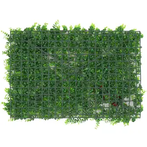 Artificial Green Grass Panel Backdrop, 60cm x 40cm, With Leaf & Flower