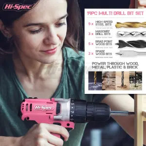 18V Drill Pink Electric Cordless Power Drill Screwdriver 81 Pc Tools Kit Set DIY