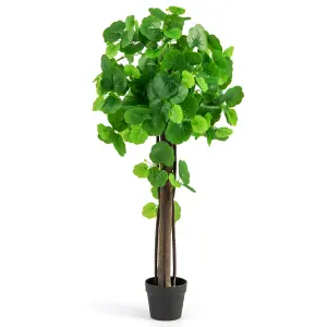 Costway Artificial Crabapple Tree Fake Plant in Pot Indoor Potted Floor Plant Decor