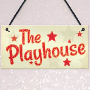 Red Ocean Childs The Playhouse Bedroom Playroom Sign Hanging Wall Plaque Son Daughter Gift For Kids