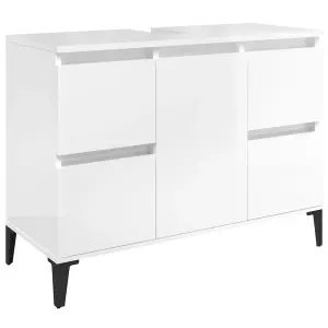 Berkfield Sink Cabinet High Gloss White 80x33x60 cm Engineered Wood