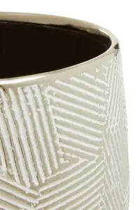 Interiors by Premier Honna Large White Silver Ceramic Planter