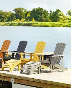 Garden Chair ADIRONDACK with Footstool Light Grey