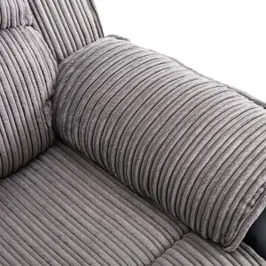 Postana Manual High Back Jumbo Cord Fabric Recliner 2 Seater Sofa (Grey)