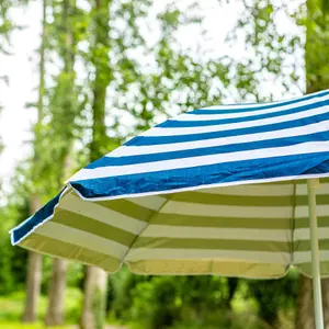 Harbour Housewares - Metal Beach Parasol - 1.74 x 1.93m - Blue Stripe