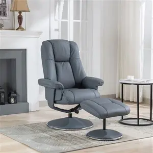 Denver Real Leather Luxury Swivel Recliner Chair