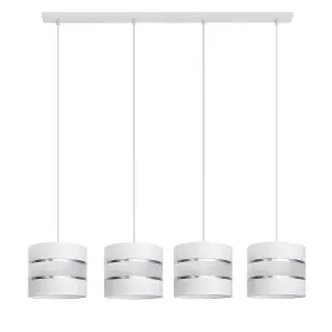 Luminosa Helen Straight Bar Pendant Ceiling Light White, Silver 100cm