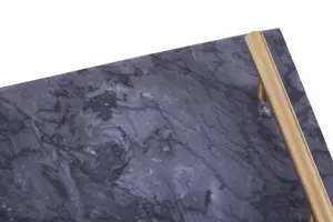 Interiors by Premier Marmore Black Marble Tray With Gold Effect Handles