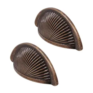 DecorAndDecor - ARRO Antique Copper Half Moon Shaker Cup Cabinet Knob Drawer Cupboard Kitchen Pull Handles - Pair