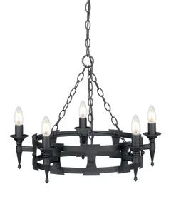 Elstead Saxon 5 Light Chandelier Black Finish, E14