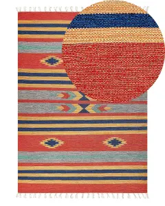 Cotton Kilim Area Rug 140 x 200 cm Multicolour HATIS