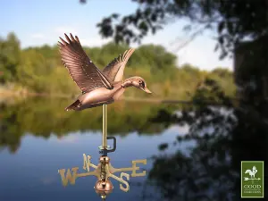 Cottage Duck in Flight Copper Weathervane - Quality Wind Vane - H60 x W29 x L33 cm