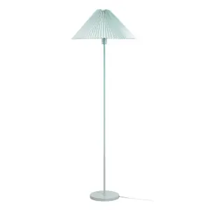 ValueLights Akira Blue Metal Floor Lamp with Pleated Lampshade - LED Bulb Included