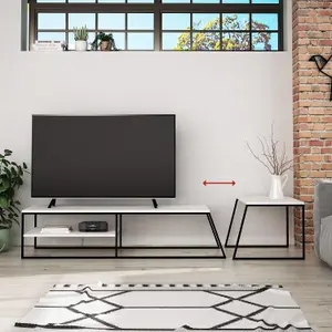 FWStyle Modular TV Unit Sofa Table Set Modern Design Black Metal Painted White