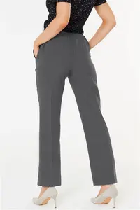 Bonmarche Straight Leg Pull-On Trouser 31in - Grey, Size: 24