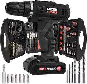 MYLEK 18V Cordless Drill Li-ion Electric Driver Set With 131 DIY Accessory Set