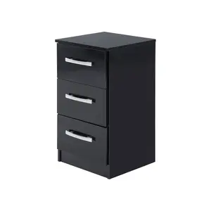 Marquitta 3 Drawer Bedside Table Black