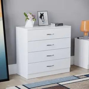 Vida Designs Riano White 4 Drawer Chest (H)720mm (W)750mm (D)360mm