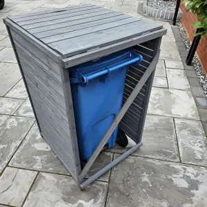 68cm x 1.14m Grey Wooden Outdoor Garden Wheelie Bin Store Storage for 1 Bin