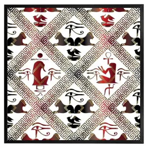 Egyptian hieroglyphs in red & black (Picutre Frame) / 30x30" / Oak